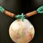 BEAUTIFUL  TURQUOISE SHELL PENDANT WITH SCARAB BEADS
