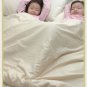 Organic Wool with Organic Cotton Damask Crib Comforter - Hand Tufted