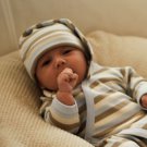 Organic Topee Cap for Infants - Blue/Natural Stripe
