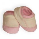 Organic Cotton Low Cut Infant Booties - Natural with Pink