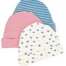 Organic Cotton Cap for Infants in Pink/White Stripe  6-12 months