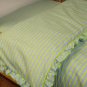 Organic Cotton Flannel Ruffled Crib Comforter Duvet Cover - Blue/Green Print