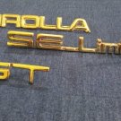 SE LIMITED, COROLLA And GT Emblem Pair of 3 Piece In Gold Metal