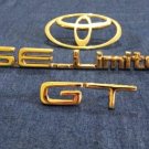 Toyota LOGO, SE LIMITED And GT Emblem Pair of 3 Piece In Gold Metal