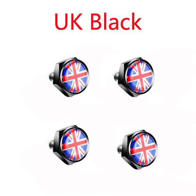 4pcs/Set-Chrome-Metal-England-British-Flag-Silicon-Surface-Anti-theft-Screws-Car-License-Plate-Bolts
