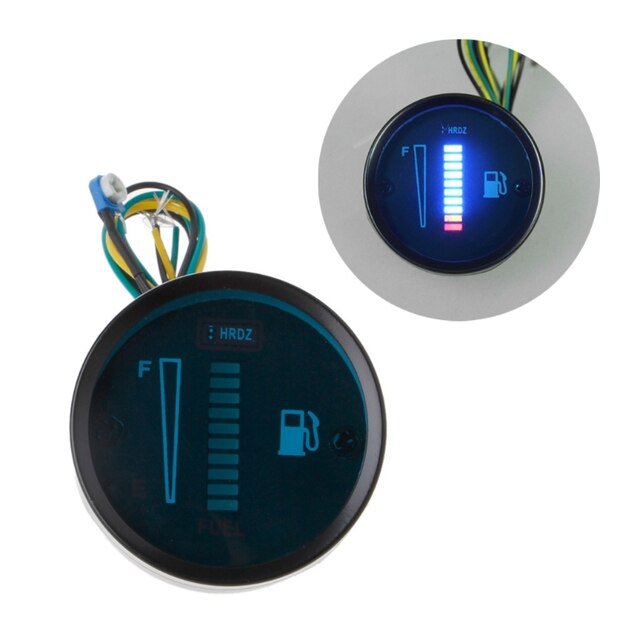 2""-52mm-Universal-Car-Motorcycle-Fuel-Level-Meter-Gauge-8-LED-Light-Display-12V Blue
