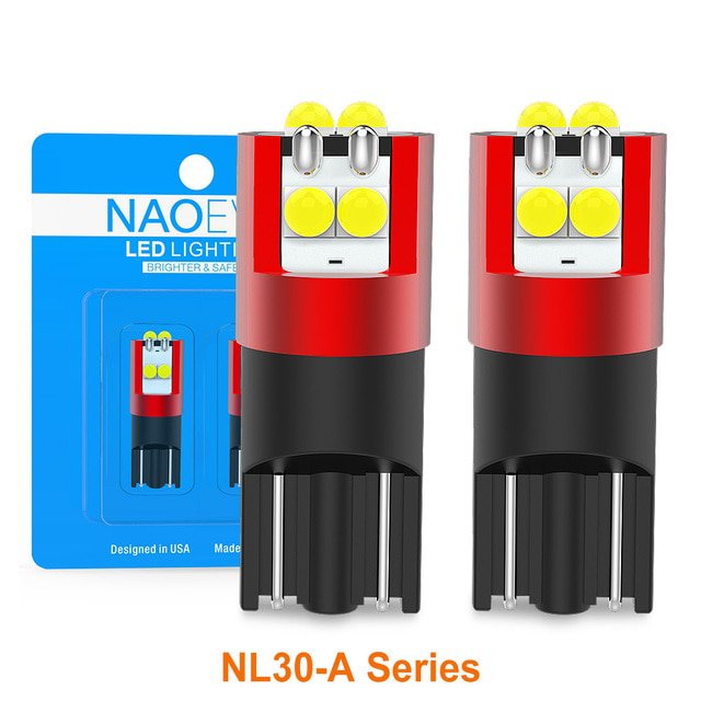 NAO-2x-T10-LED-Super-Bright-Bulb-W5W-Anti-Error-CANBUS-Lamp-6000K-White-Amber-Red-5W5-700LM-12V-24V-