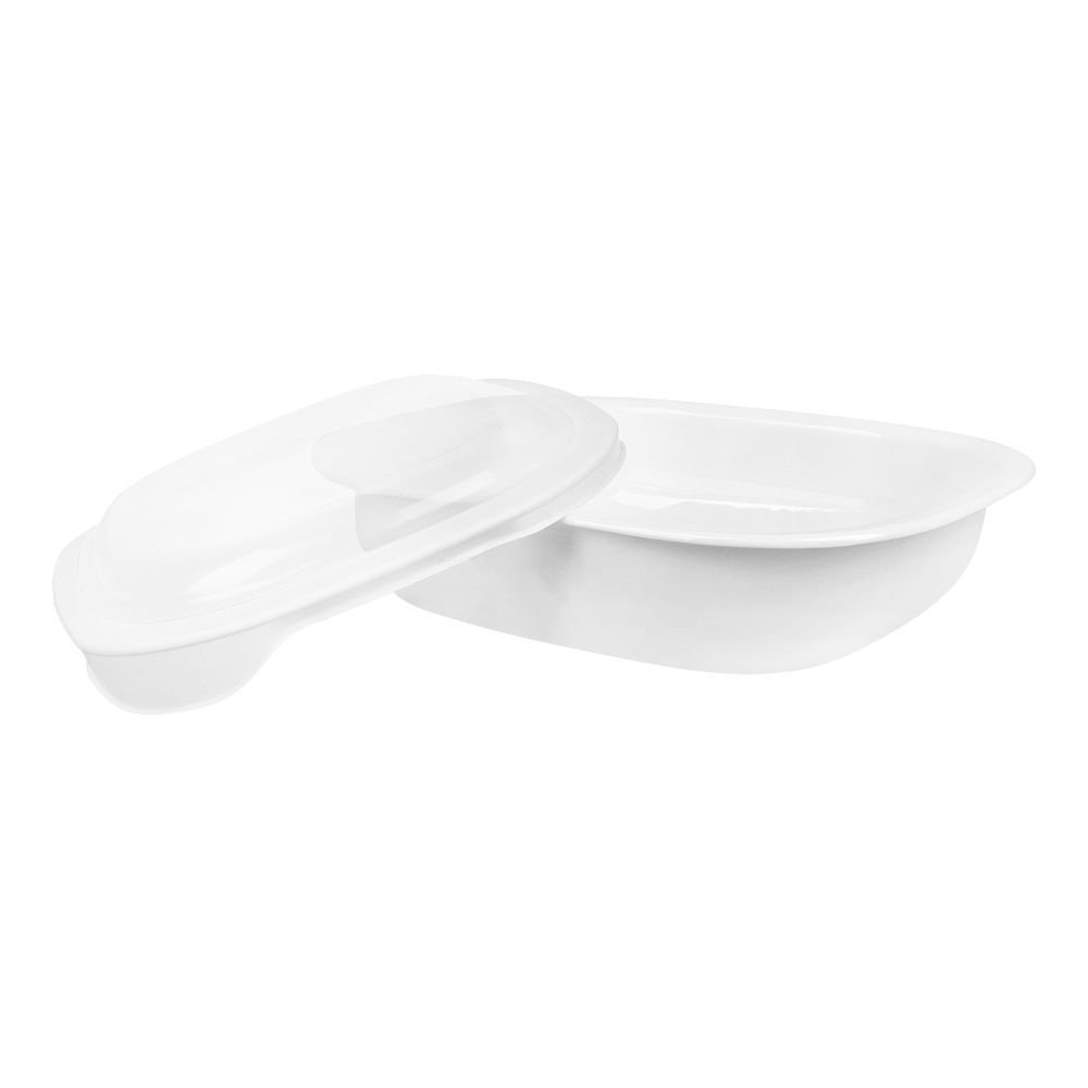 Corelle Oblong Dish White With Plastic Cover, 2.83 Liter, D-96-N