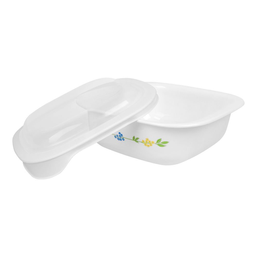 Corelle Square Dish Secret Garden With Plastic Lid, 1.41 Liter, 2-Pack, D-48-SG