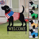 "WELCOME" Puppy Dog Metal Shadow Silhouette Garden Stake w/ 5 Seasons Shirts