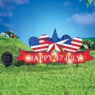 Solar-Powered "Happy 4th of July" Hearts & Stars Metal Sign Garden Stake