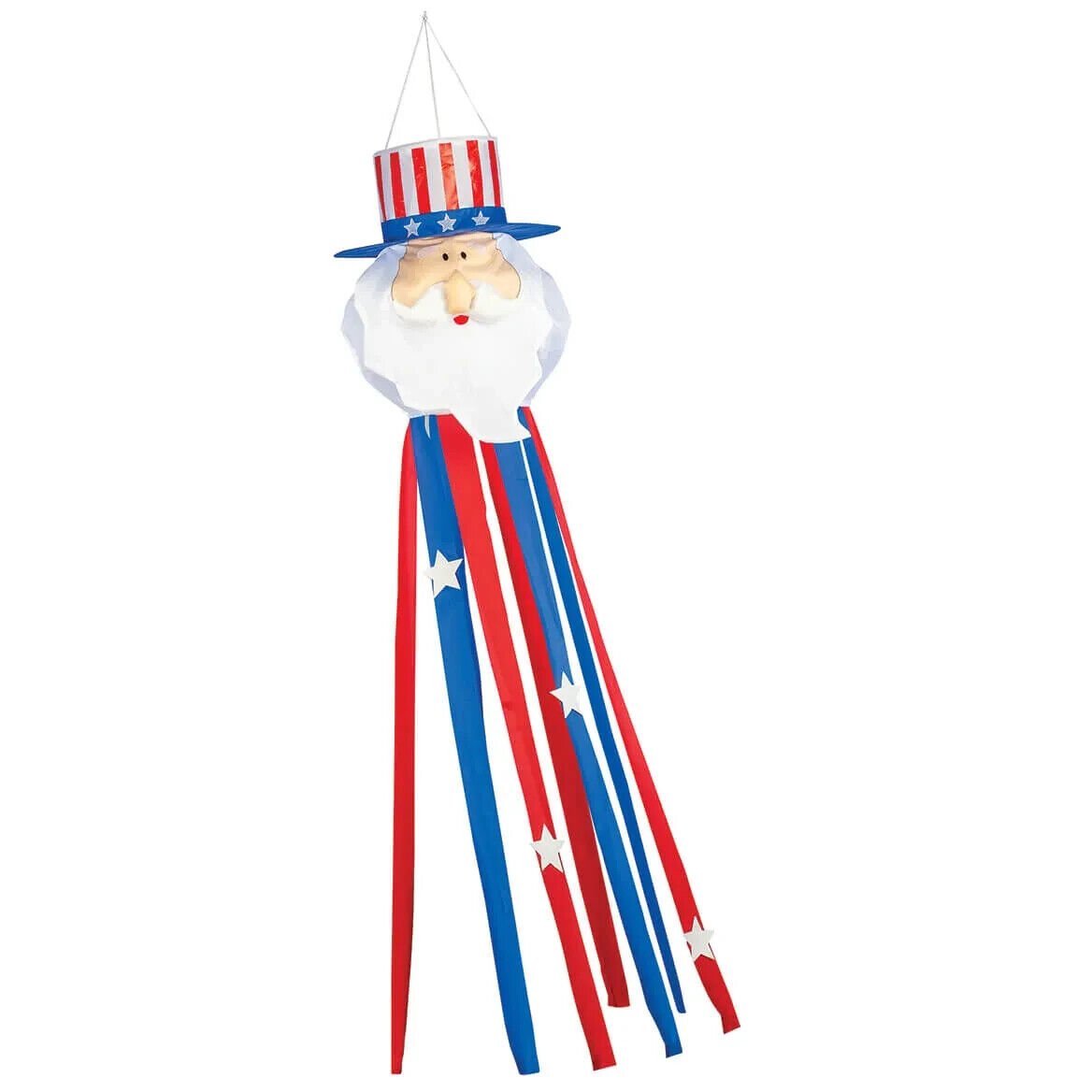 3-D Uncle Same 4th Of July Porch Patio Garden Streamer Windsock 4 Foot