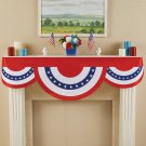 Oversized Triple Patriotic Banner 4th of July Porch Patio Fence Bunting 6 Foot
