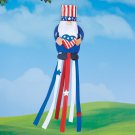 Patriotic Uncle Sam Gnome Holding 4th of July Heart Streamer Windsock 5 Foot
