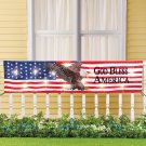LED Lighted "God Bless America" Soaring Eagle USA Flag Porch/Fence Banner