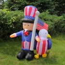 6' Inflatable Lighted Uncle Sam American Flag Eagle Yard Decor