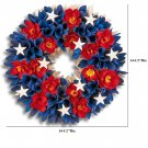 Wood Patriotic Floral Wreath Roses Flowers Stars Summer Wall Decor 14.5"D