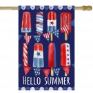 Hello Summer Patriotic Americana Popsicle Garden Flag 28" x 40"