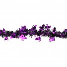 Black with Purple Bats Halloween Tinsel Garland - 50 feet, Unlit