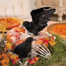 Feathered Crows Halloween Decorations, Fall Home Decor, 2 Pieces, 10"-12"