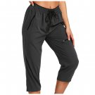 Women's Capri Pants Casual Hiking Quick Dry Lightweight Stretch Cropped Joggers - BLACK