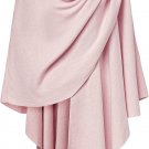 Women Knitted Poncho Cape Shawl Wrap Casual Draped Sweater V Neck Scarf Cardigan - PINK