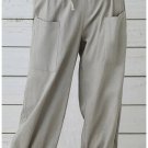 Light Grey - Ladies Cotton Linen Casual Long Pants Womens Wide Leg Loose Trousers Plus Size