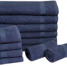 Pack Of 12 Premium Salon Towel 16x27 Double Stitched Quick Dry Towel Set - NAVY BLUE