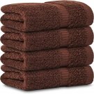 Pack of 4 Hand Towels Cotton 16x30 Soft Absorbent Bathroom Salon Towel Set -  BROWN