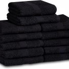 12 PCS Cotton Hand Towels Bleach Proof Salon Towels 16x27 - BLACK