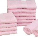 Pack of 12 Salon Gym Hand Towels Cotton 16x27 In Double Stitched Quick Dry - LIGHT PINK