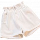 Summer Women Denim Shorts WHITE S-5XL Ruffled High Waisted Shorts Elastic Jeans
