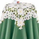 Embroidered White Poinsettia Garden Table Linens Tablecloth