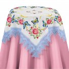 Elegant Vibrant Rose and Butterflies Lace Table Linens Tablecloth