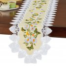 Embroidered Daisy Garland & Butterfly Lace Table Linens Table Runner