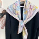 Twill Silk 18 Momme Sand Washed Double Face Scarf Undersea Print Shawl 35" Elegant Women
