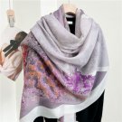 300S Cashmere Scarf Wrap Shawl Tree Print Thin Soft Purple 78" x 39" Elegant Women