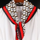 Silk 20" Small Square Scarf Women Neckerchief Wrap Floral Black Red Qs61-3 Elegant Women