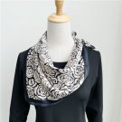 Silk 12 Momme 26" Silk Scarf Rose Print Shawl Neckerchief Wrap Black Elegant Women