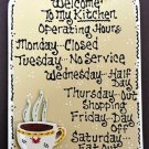 Coffee Cup Kitchen Operating Hours Wall Art Hanger Wood Java Plaque Sign Decor