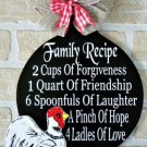 Family Recipe Rooster Skillet Kitchen Wall Art Hanger Chicken Plaque Sign Decor