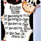 Cow Kitchen Rules Wall Art Hanger Country Wood Crafts Barnyard Plaque Sign Decor