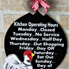 Rooster Kitchen Operating Hrs Skillet Wall Chicken Hanger Plaque Sign Decor