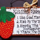 Strawberry Kitchen Rules Wall Art Strawberries Country Wood Plaque Sign Decor