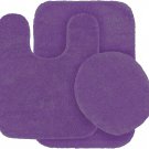 3pc Bathroom Set Rug Contour Mat Toilet Lid Cover Plain Solid Color Purple