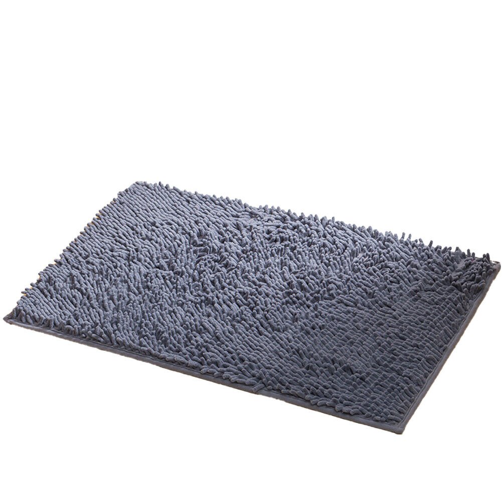 Chenille Bath Rug Absorbent Soft Shaggy Non Slip Bathroom Mat RugsColor Gray