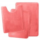 3 PC Bathroom Rug Absorbent Bath Mat Memory Foam Set Small Large and Contour Rug Coral Pink