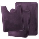 3 PC Bathroom Rug Absorbent Bath Mat Memory Foam Set Small Large and Contour Rug Purple