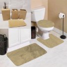 7pc Soft Bathroom Set Bath Mat Contour Rug Toilet Lid Cover and Ceramic Accessories Color Tauppe