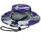 Bucket Hat Fishing Camping Safari Boonie Sun Brim Summer Cap Unisex Cotton Color Camo Purple